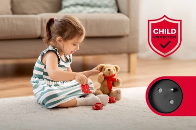 Rebel URZ3061 Predlžovací kábel s 5 zásuvkami, 1,5 m, typ E s vypínačom, čierny