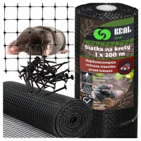 RealG RC-K-1607 Sieť proti krtkom 200 m, 30 g/m², čierna, veľkosť ôk 16×16 mm + 50 kotiev