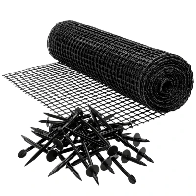 RealG RC-K-1607 Sieť proti krtkom 200 m, 30 g/m², čierna, veľkosť ôk 16×16 mm + 50 kotiev