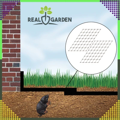 RealG RC-K-1607 Sieť proti krtkom 200 m, 30 g/m², čierna, veľkosť ôk 16×16 mm + 50 kotiev