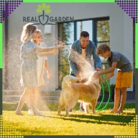 RealG RC-K-1438 Zahradní hadice s pistolí, flexibilní, 2,5 - 7,5 m, zelená