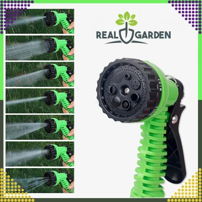 RealG RC-K-1438 Zahradní hadice s pistolí, flexibilní, 2,5 - 7,5 m, zelená