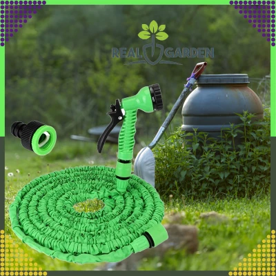 RealG RC-K-1438 Zahradní hadice s pistolí, flexibilní, 2,5 - 7,5 m, zelená
