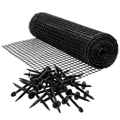 RealG RC-K-1606 Síť proti krtkům 2×10 m, 30 g/m², černá, oka 16×16 mm + 50 kotev