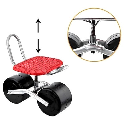 RealG RC-K-2109 Zahradní pojízdná stolička na kolečkách, otočná 360°
