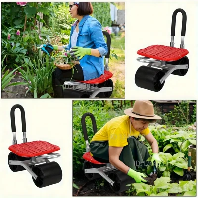 RealG RC-K-2109 Zahradní pojízdná stolička na kolečkách, otočná 360°