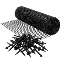 RealG RC-K-888 Sieť proti krtkom 2×200 m, 30 g/m², čierna, veľkosť ôk 16×16 mm + 50 kotiev