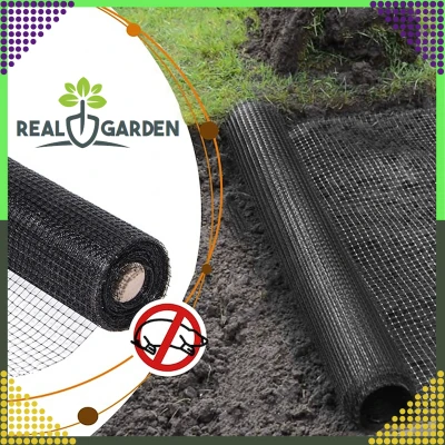 RealG RC-K-888 Sieť proti krtkom 2×200 m, 30 g/m², čierna, veľkosť ôk 16×16 mm + 50 kotiev