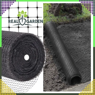 RealG RC-K-888 Sieť proti krtkom 2×200 m, 30 g/m², čierna, veľkosť ôk 16×16 mm + 50 kotiev
