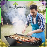 RealG RC-K-937 Přenosný skládací turistický zahradní gril na uhlí, 43,5 × 27,5 × 38 cm, kufřík