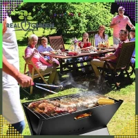 RealG RC-K-937 Přenosný skládací turistický zahradní gril na uhlí, 43,5 × 27,5 × 38 cm, kufřík