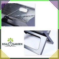 RealG RC-K-937 Přenosný skládací turistický zahradní gril na uhlí, 43,5 × 27,5 × 38 cm, kufřík