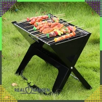 RealG RC-K-937 Přenosný skládací turistický zahradní gril na uhlí, 43,5 × 27,5 × 38 cm, kufřík