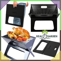 RealG RC-K-937 Přenosný skládací turistický zahradní gril na uhlí, 43,5 × 27,5 × 38 cm, kufřík