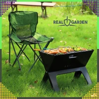 RealG RC-K-937 Přenosný skládací turistický zahradní gril na uhlí, 43,5 × 27,5 × 38 cm, kufřík