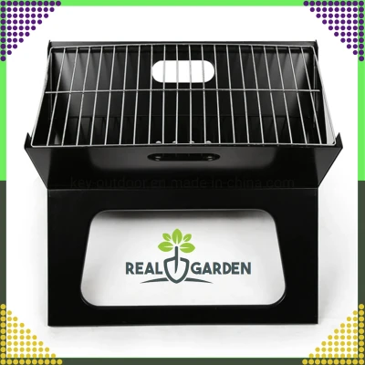 RealG RC-K-937 Přenosný skládací turistický zahradní gril na uhlí, 43,5 × 27,5 × 38 cm, kufřík
