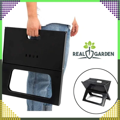 RealG RC-K-937 Přenosný skládací turistický zahradní gril na uhlí, 43,5 × 27,5 × 38 cm, kufřík