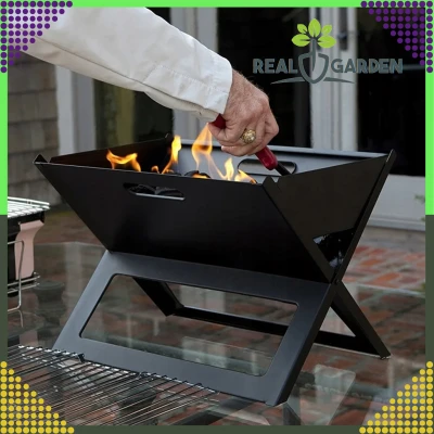 RealG RC-K-937 Přenosný skládací turistický zahradní gril na uhlí, 43,5 × 27,5 × 38 cm, kufřík
