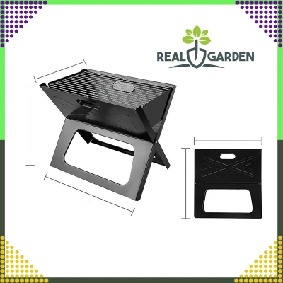 RealG RC-K-937 Přenosný skládací turistický zahradní gril na uhlí, 43,5 × 27,5 × 38 cm, kufřík