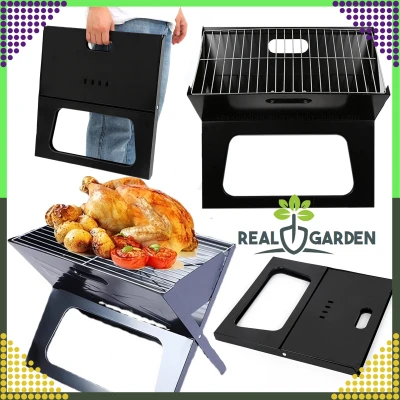 RealG RC-K-937 Přenosný skládací turistický zahradní gril na uhlí, 43,5 × 27,5 × 38 cm, kufřík