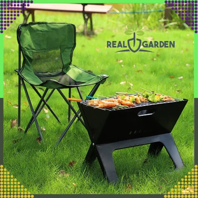 RealG RC-K-937 Přenosný skládací turistický zahradní gril na uhlí, 43,5 × 27,5 × 38 cm, kufřík