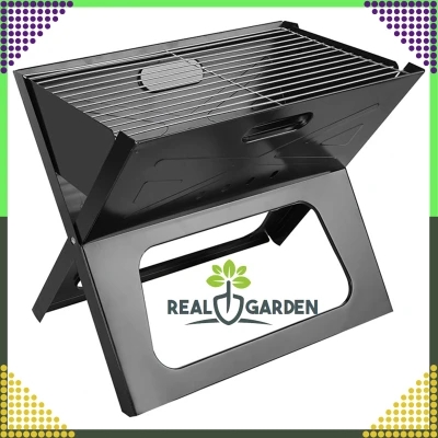 RealG RC-K-937 Přenosný skládací turistický zahradní gril na uhlí, 43,5 × 27,5 × 38 cm, kufřík