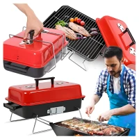 RealG RC-K-935 Skládací kempingový přenosný zahradní gril s poklicí