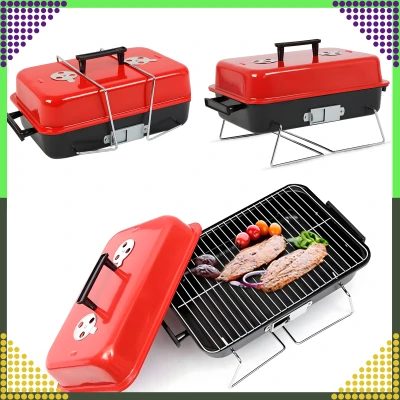 RealG RC-K-935 Skládací kempingový přenosný zahradní gril s poklicí