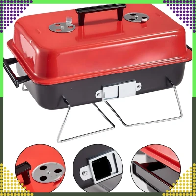 RealG RC-K-935 Skládací kempingový přenosný zahradní gril s poklicí