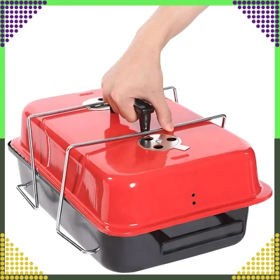 RealG RC-K-935 Skládací kempingový přenosný zahradní gril s poklicí