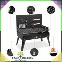 RealG RC-K-934 Turistický skládací přenosný gril, kufřík + grilovací nářadí