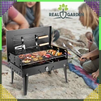 RealG RC-K-934 Turistický skládací přenosný gril, kufřík + grilovací nářadí