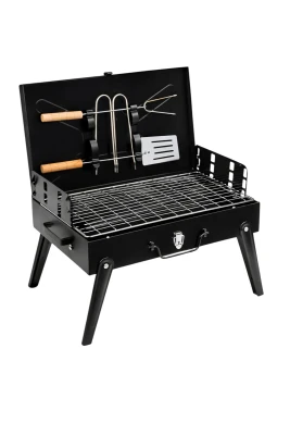RealG RC-K-934 Turistický skládací přenosný gril, kufřík + grilovací nářadí