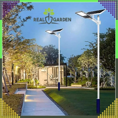 RealG RC-K-1329 Zahradní solární pouliční lampa 200 W, 247 LED, 3600 lm, 3000K, IP67