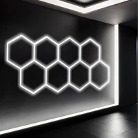 RealG RC-K-2077 LED osvetľovací panel v tvare šesťuholníka, 280 W, 6500 K, 257 × 244 cm