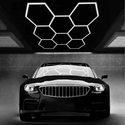 RealG RC-K-2077 LED osvetľovací panel v tvare šesťuholníka, 280 W, 6500 K, 257 × 244 cm