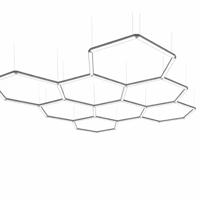 RealG RC-K-2077 LED osvetľovací panel v tvare šesťuholníka, 280 W, 6500 K, 257 × 244 cm