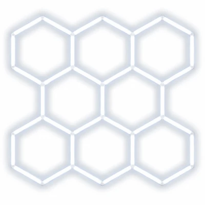 RealG RC-K-2077 LED osvetľovací panel v tvare šesťuholníka, 280 W, 6500 K, 257 × 244 cm