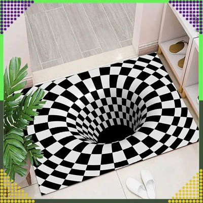RealG RC-K-1173 Rohožka s 3D efektem 60 x 40 cm, černobílá iluze