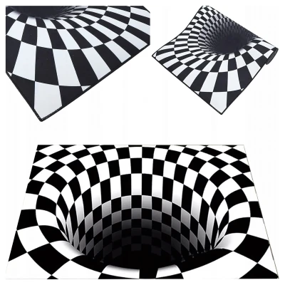 RealG RC-K-1173 Rohožka s 3D efektem 60 x 40 cm, černobílá iluze