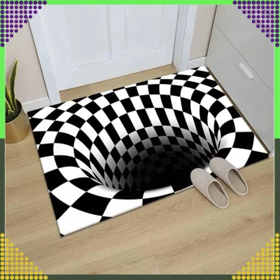 RealG RC-K-1173 Rohožka s 3D efektem 60 x 40 cm, černobílá iluze