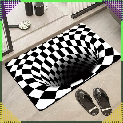 RealG RC-K-1173 Rohožka s 3D efektem 60 x 40 cm, černobílá iluze