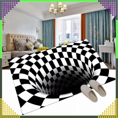 RealG RC-K-1173 Rohožka s 3D efektem 60 x 40 cm, černobílá iluze