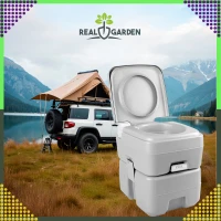 RealG RC-K-1828 Prenosná kempingová toaleta so splachovaním, sivá