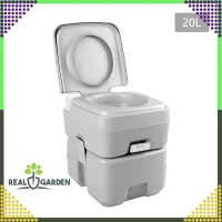 RealG RC-K-1828 Prenosná kempingová toaleta so splachovaním, sivá
