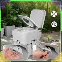 RealG RC-K-1828 Prenosná kempingová toaleta so splachovaním, sivá