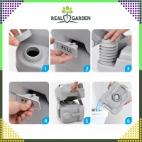 RealG RC-K-1828 Prenosná kempingová toaleta so splachovaním, sivá