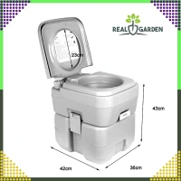 RealG RC-K-1828 Prenosná kempingová toaleta so splachovaním, sivá