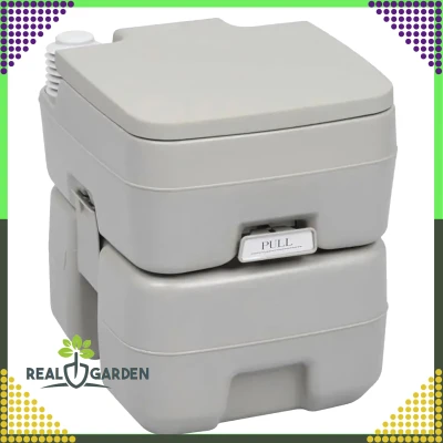 RealG RC-K-1828 Prenosná kempingová toaleta so splachovaním, sivá