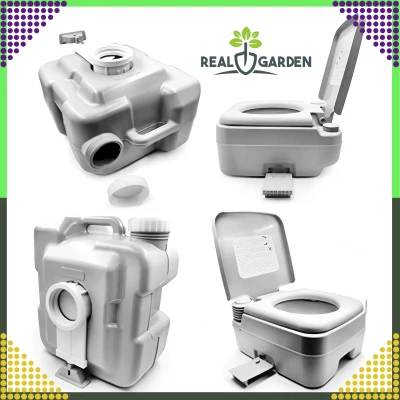 RealG RC-K-1828 Prenosná kempingová toaleta so splachovaním, sivá